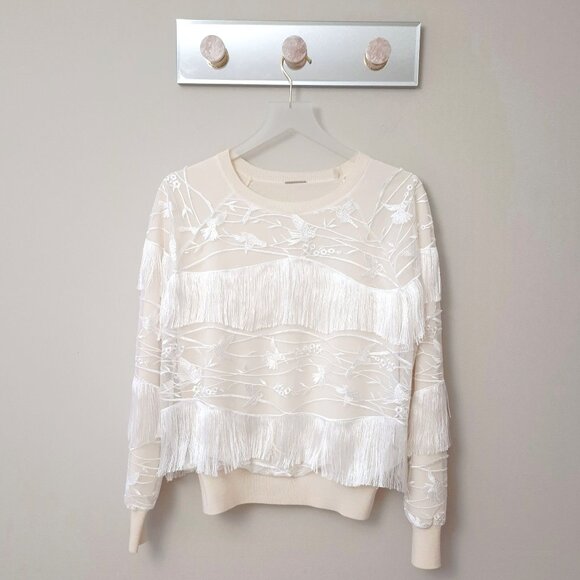 NWOT Elie Tahari Merino wool tulle sweater top, M - Picture 2 of 7